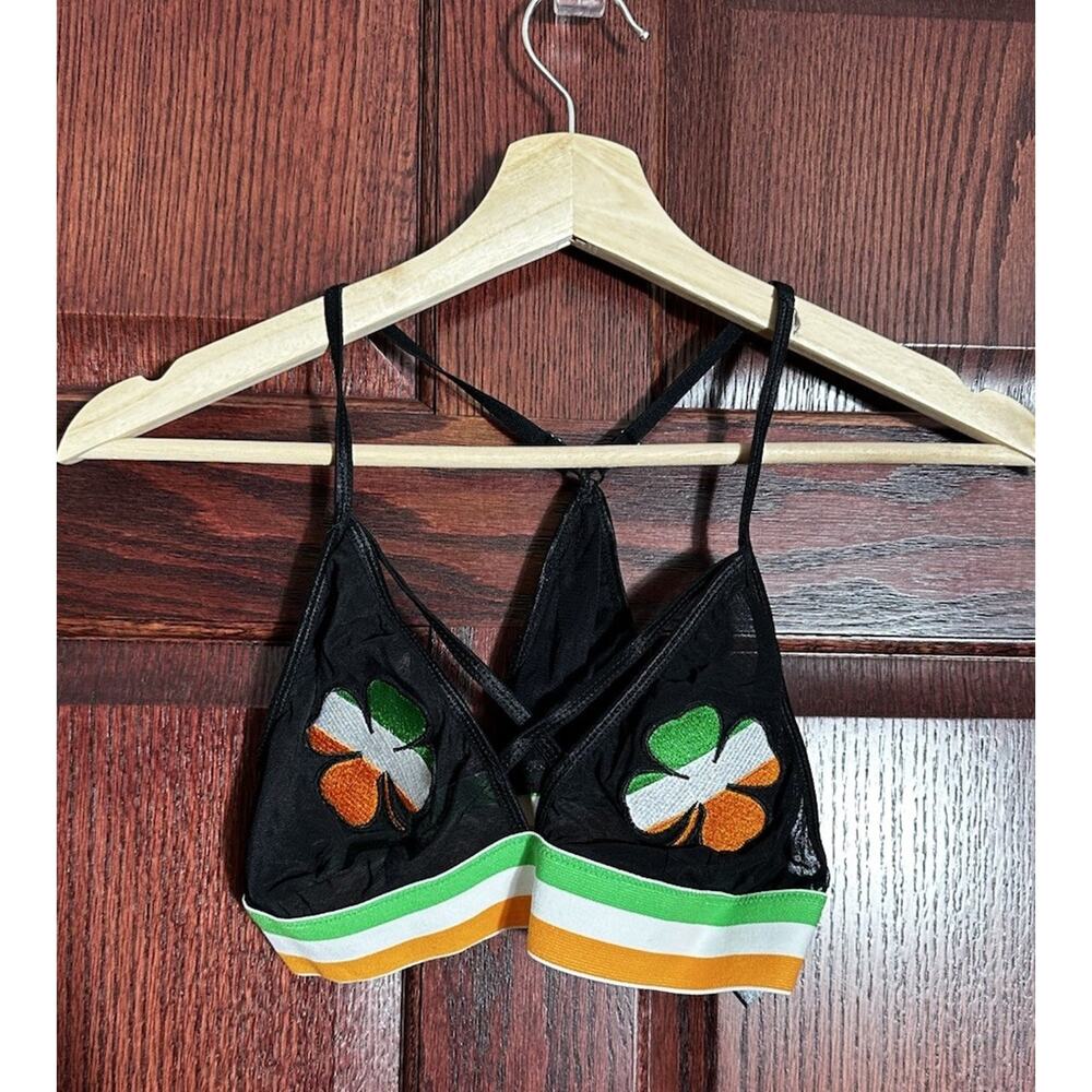 Body Rage Shamrock Mesh Bralette Festival Rave Y2K St Patricks Day S/M
